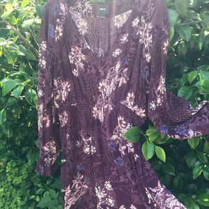 Anthropologie purple print v neck dress